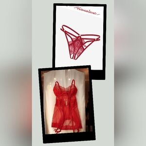 Victoria Secret's Red Teddy PLUS Crotchless Strappy Panties